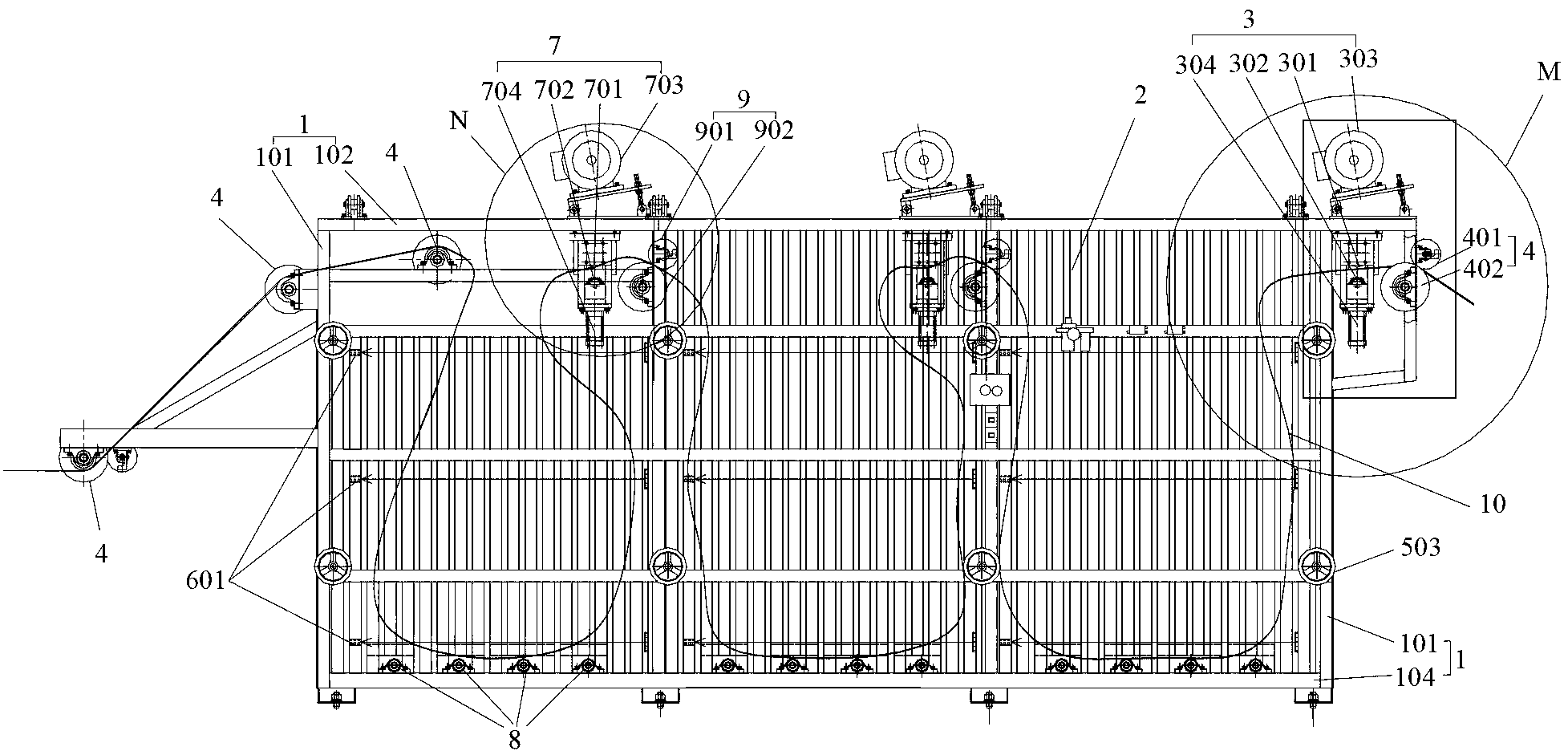 Automatic sectional material storage device