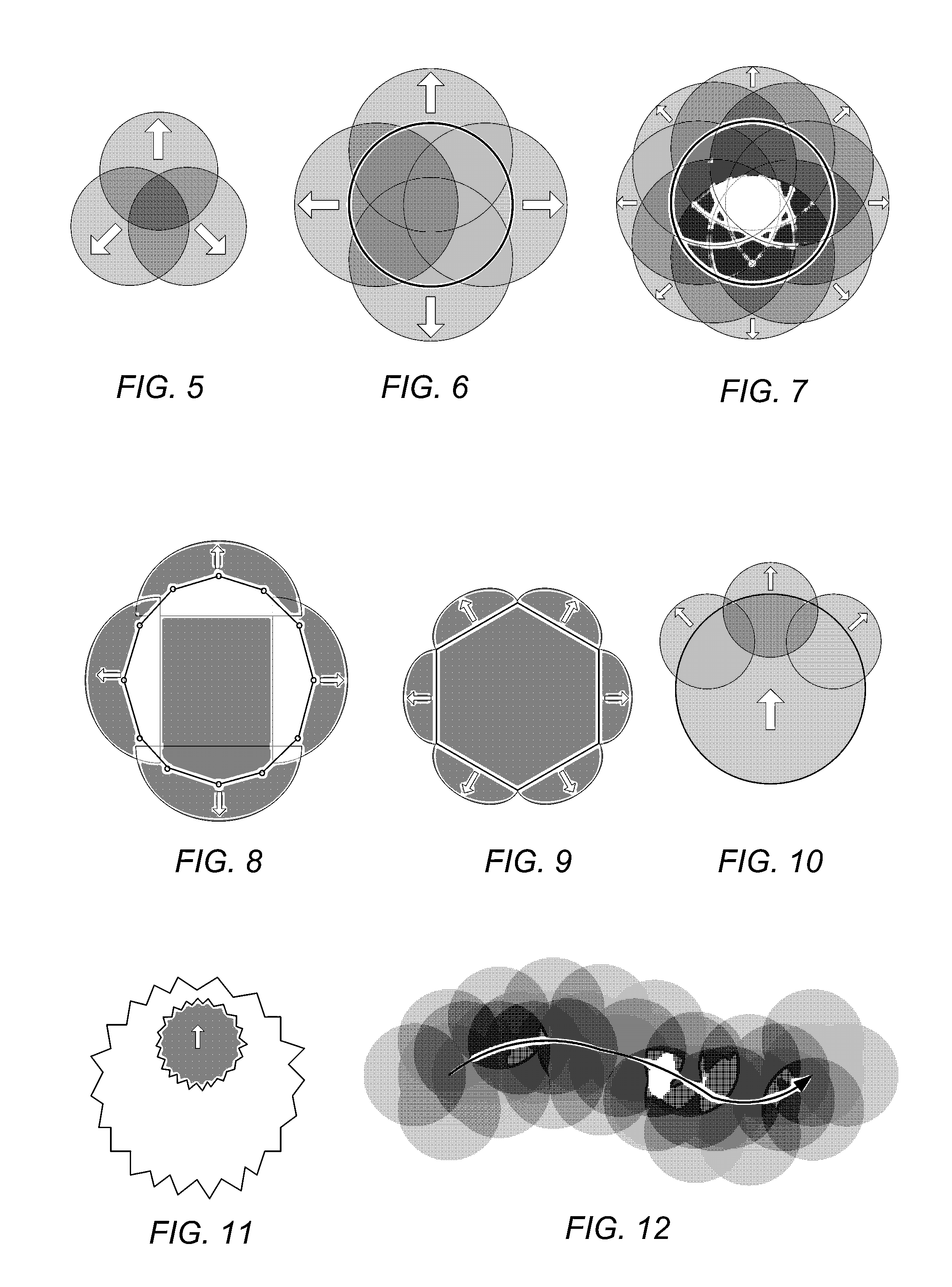 Methods and apparatus for simulation of fluid motion using procedural shape growth