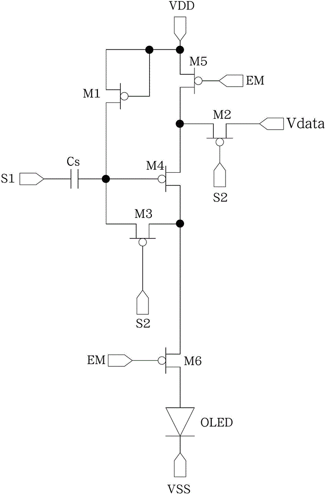 Pixel compensation circuit for AMOLED (Active Matrix/Organic Light Emitting Diode) displayer