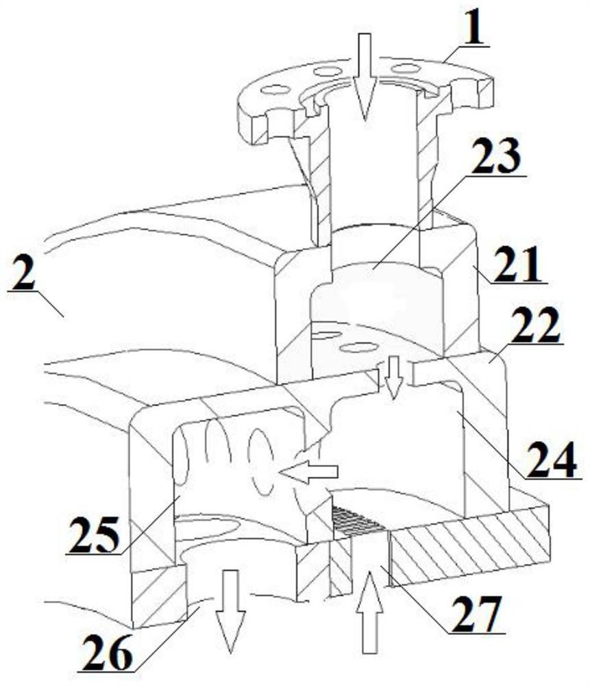 Mixing structure for liquid rocket engine