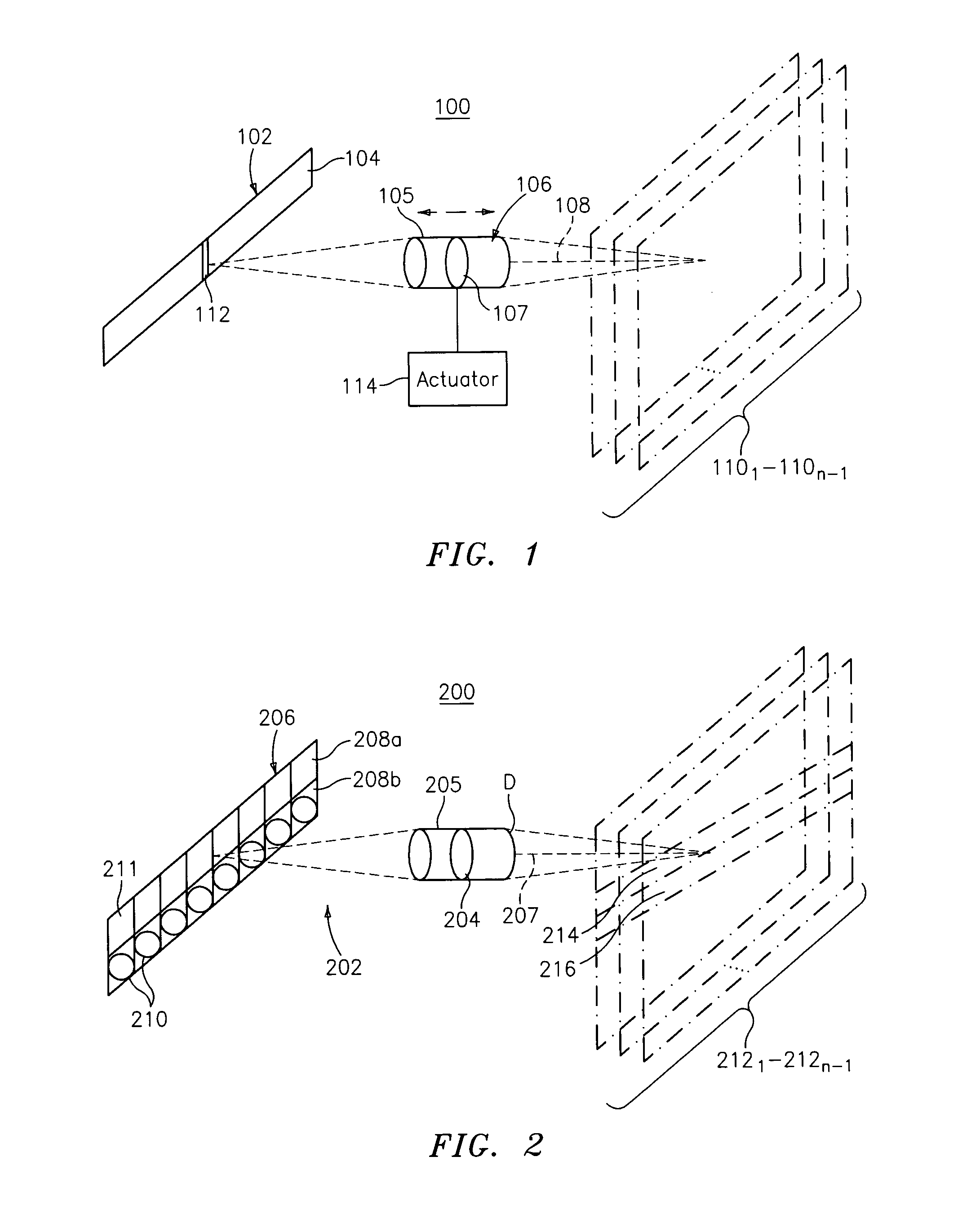 Imaging arrangement and barcode imager for imaging an optical code or target at a plurality of focal planes