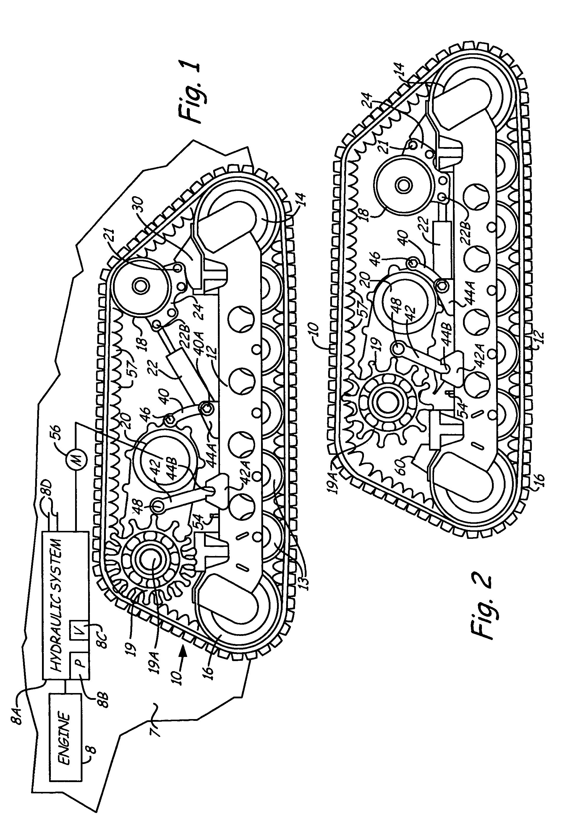 Collapsible track undercarriage for installation and tensioning