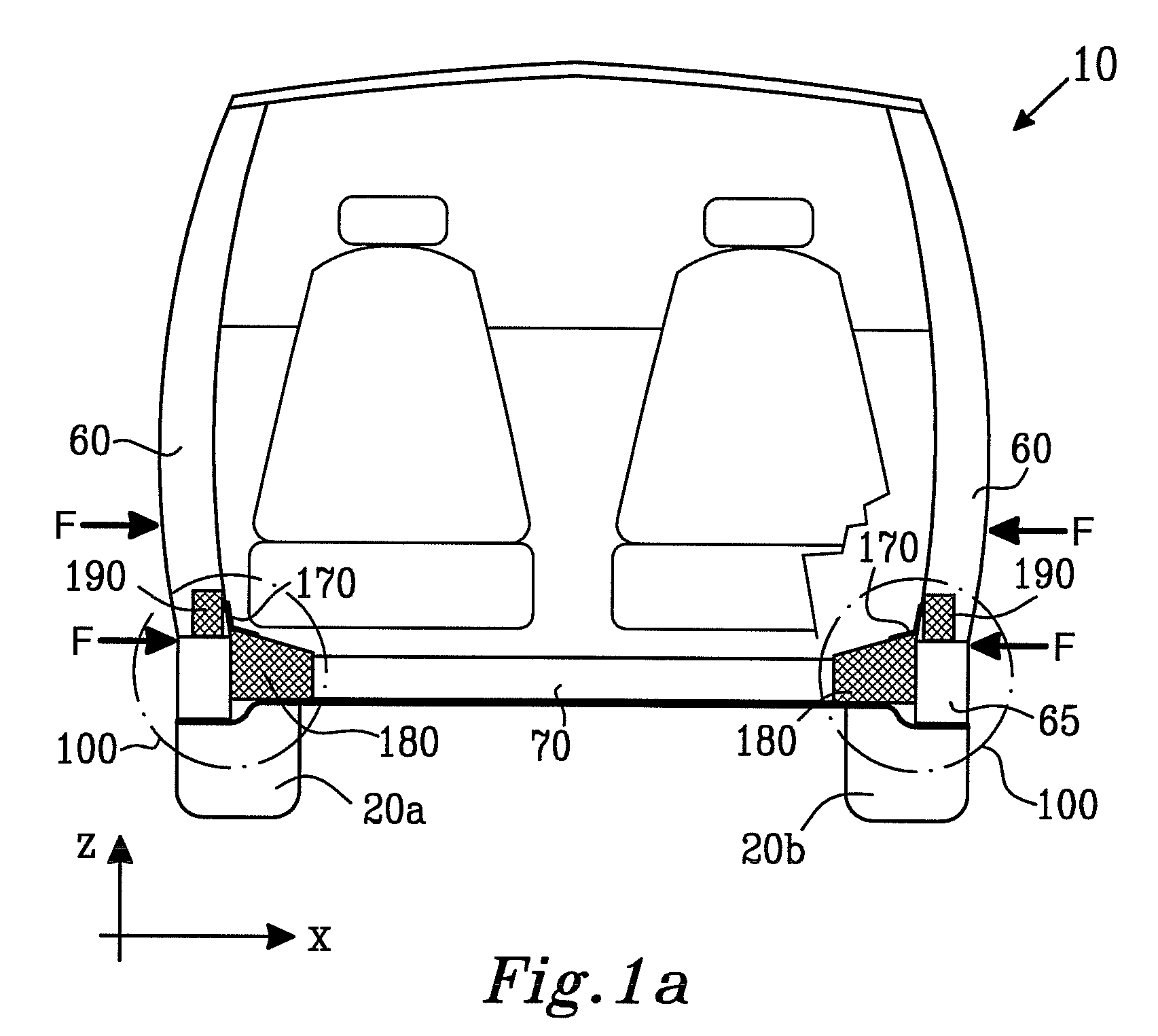 Impact energy absorption block arrangement