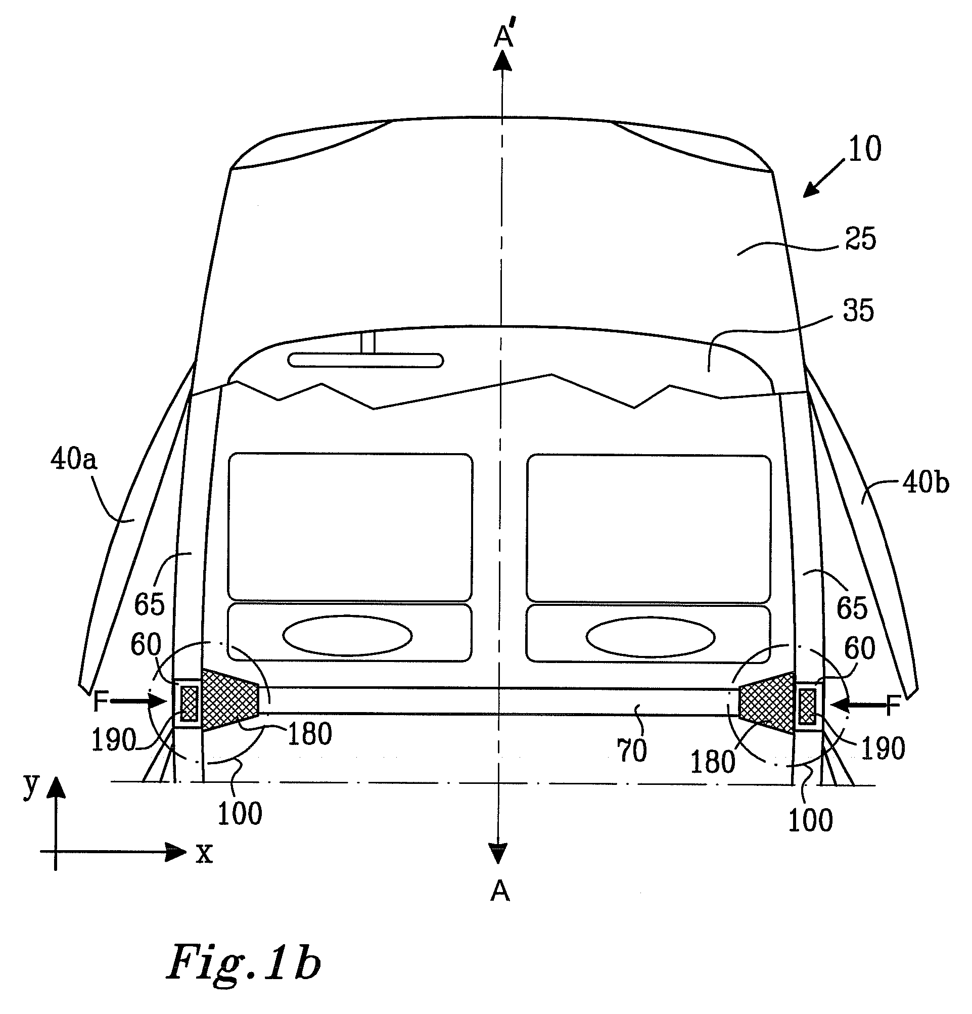 Impact energy absorption block arrangement