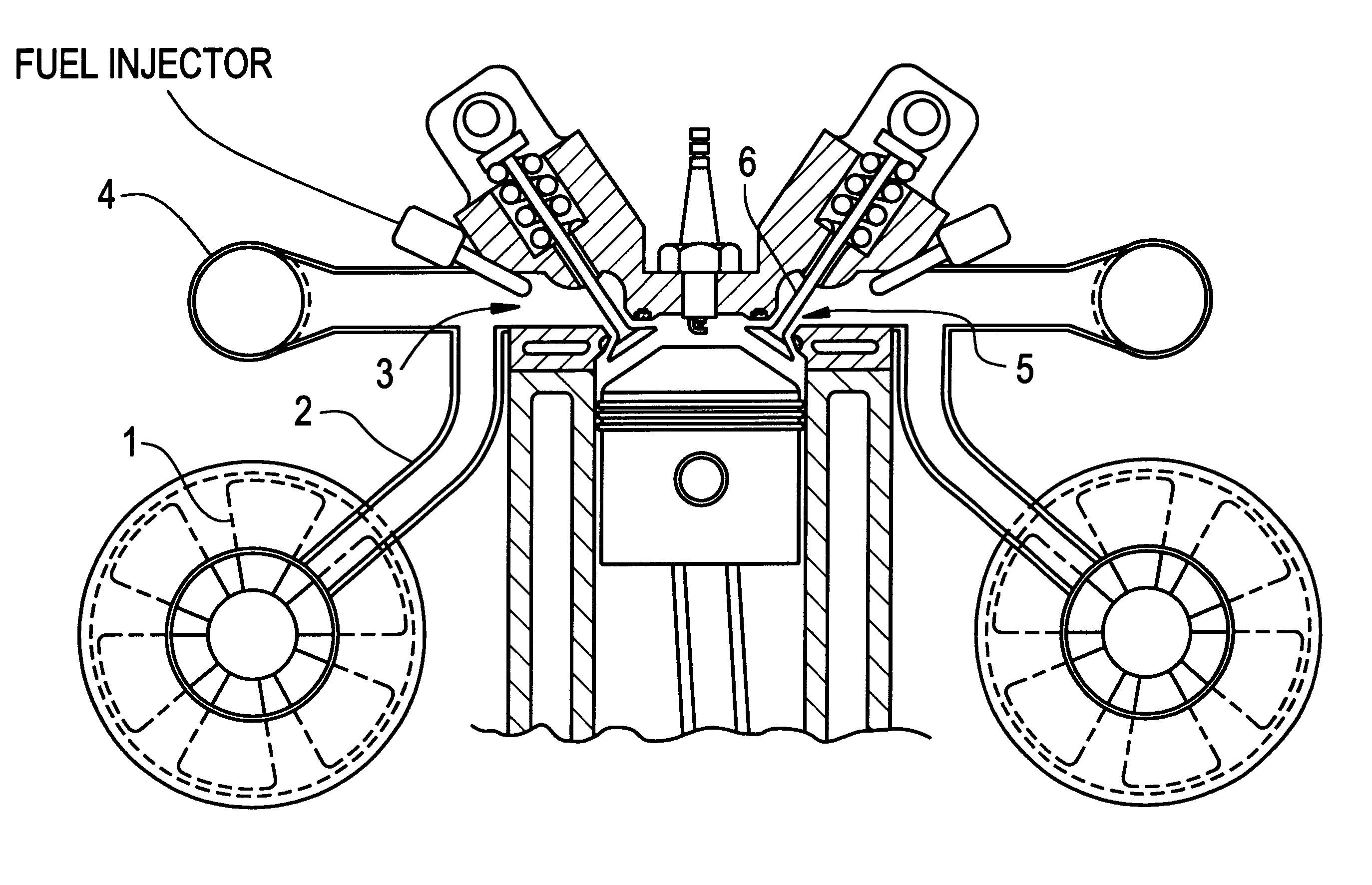 Breathing system for internal combustion engines, using dual duty (alternatively exhaust-intake) valves and a forced air supply