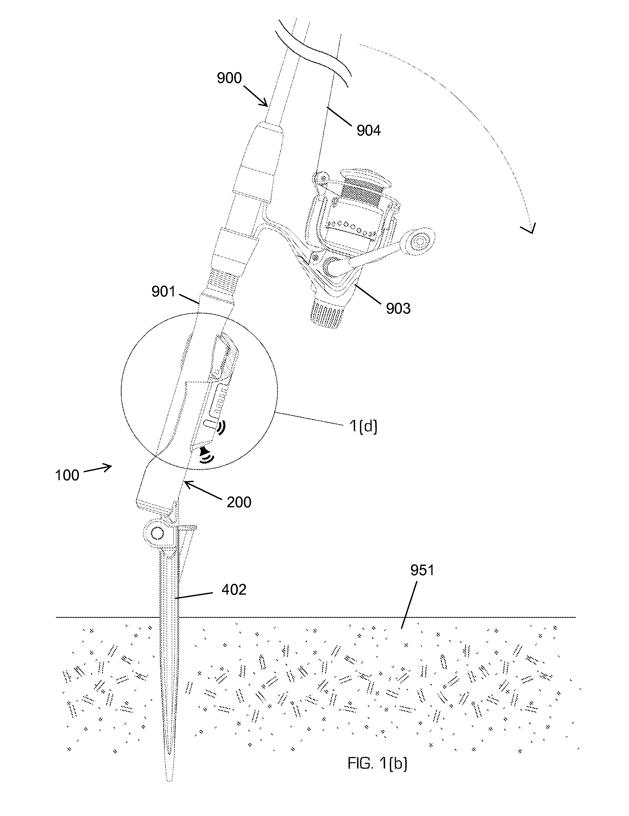 Fishing rod holder with integral bite detector