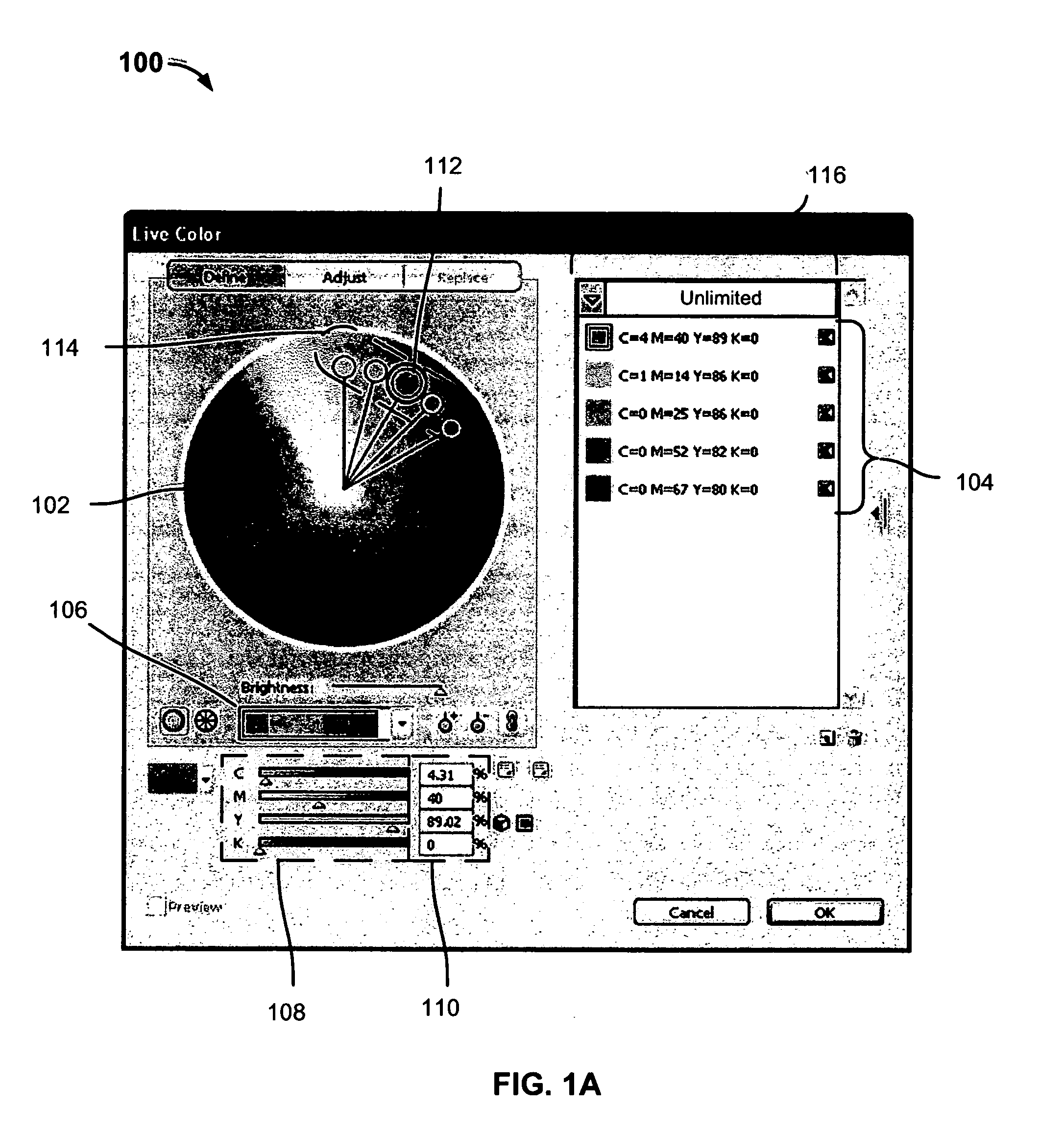 Color selection interface