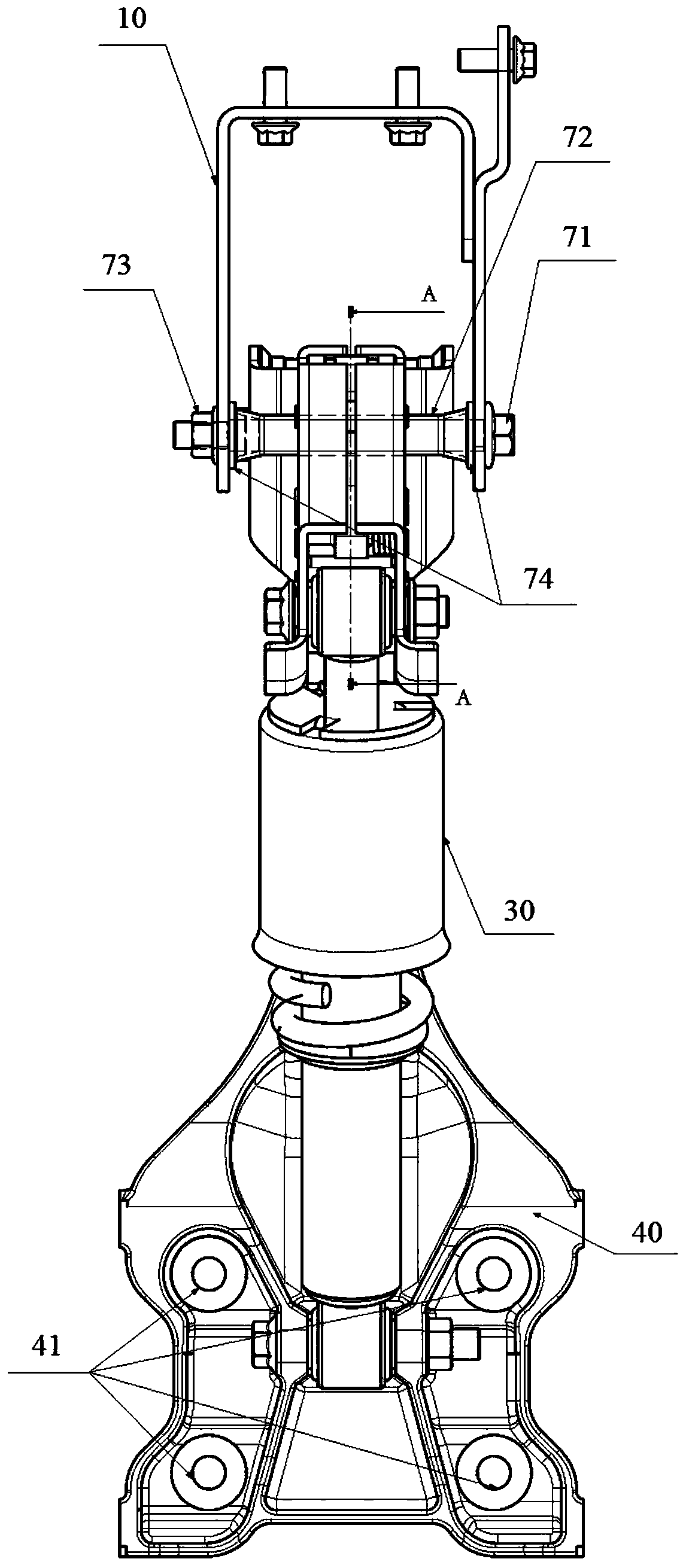 Turnover cab rear suspension assembly