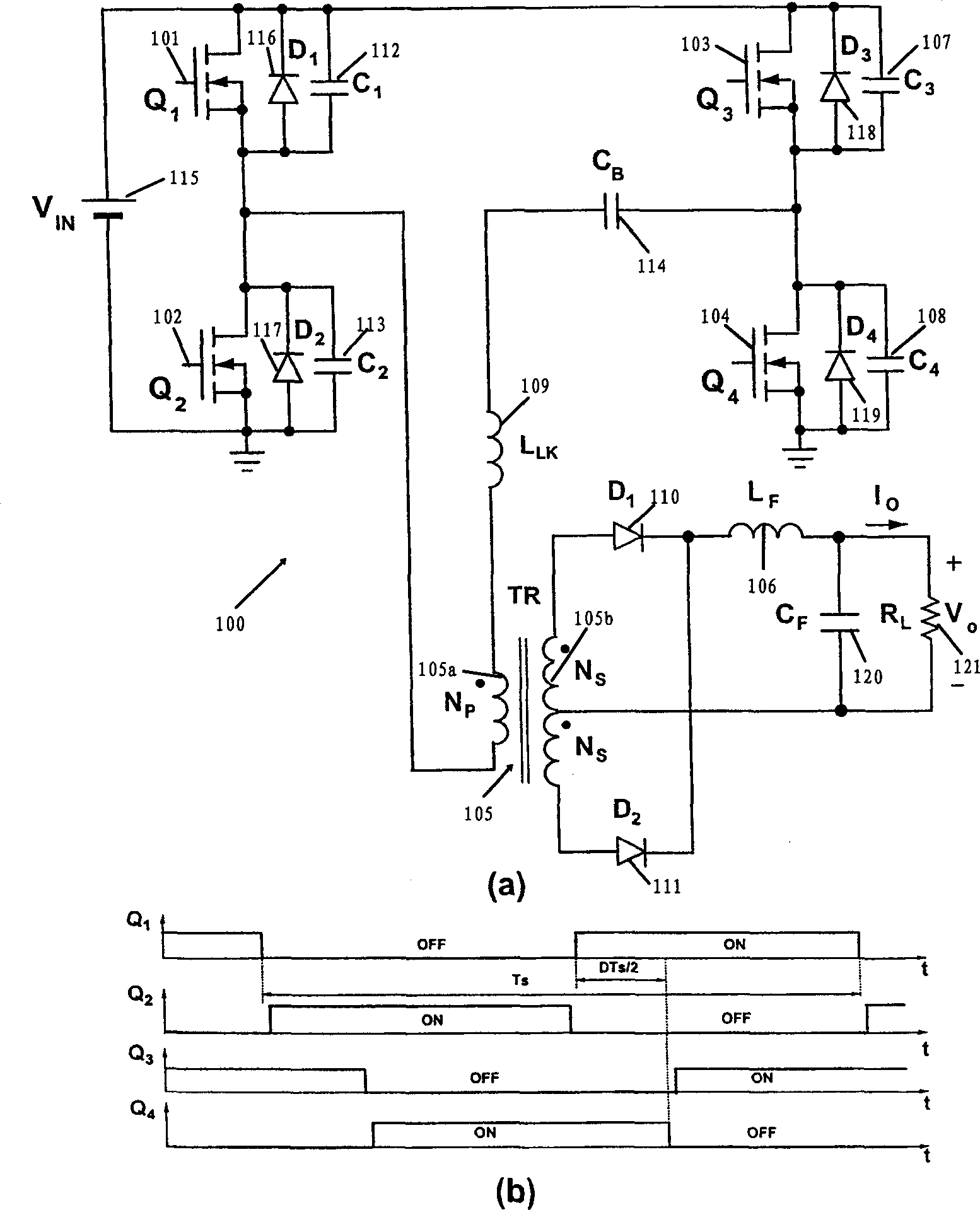 Soft switching whole bridge connection circuit converter