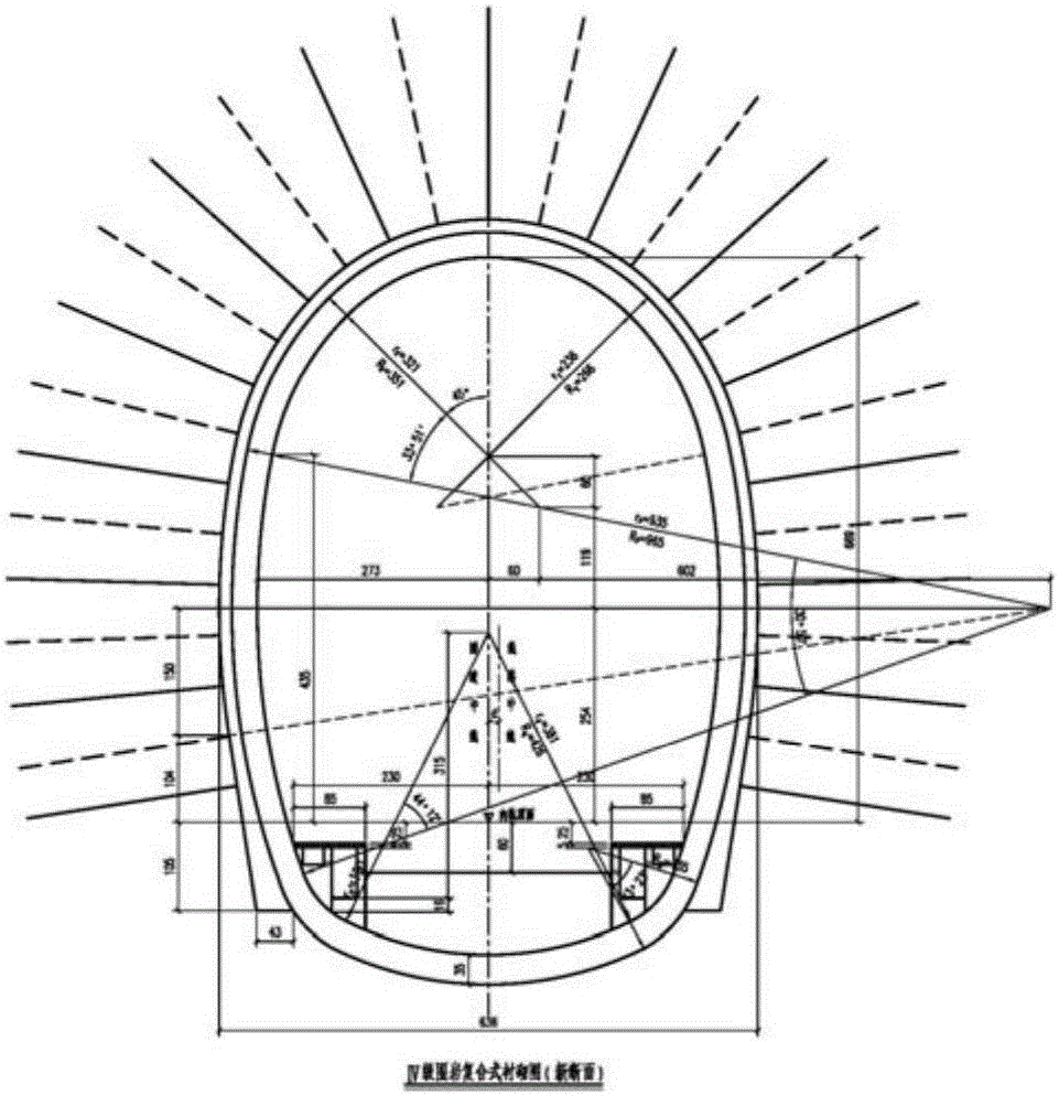 Composite lining design method with preliminary bracing as main bearing structure