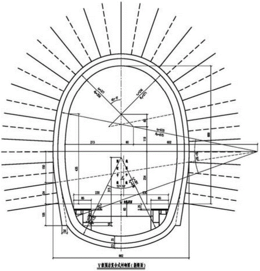 Composite lining design method with preliminary bracing as main bearing structure