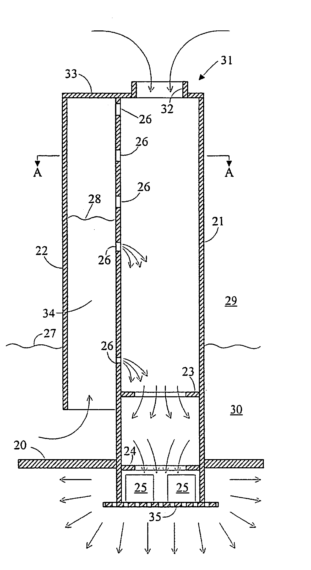 Distribution device for two-phase concurrent downflow vessels