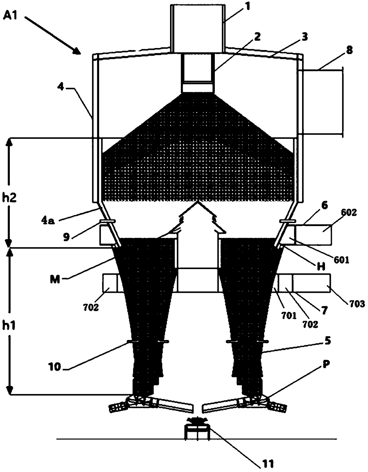 Vertical type sinter cooler with material level adjusting device and sinter cooling method