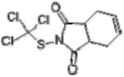 Sterilizing composite containing C15H8ClF7N2O2 and captan as well as application of sterilizing composite