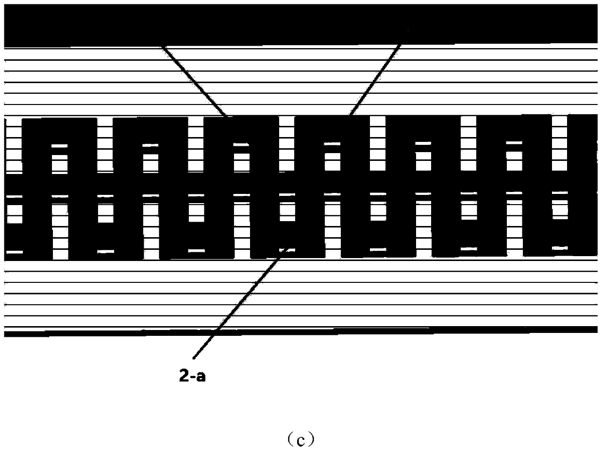 Banded electron beam double-slot trapezoid line coupling cavity slow wave device