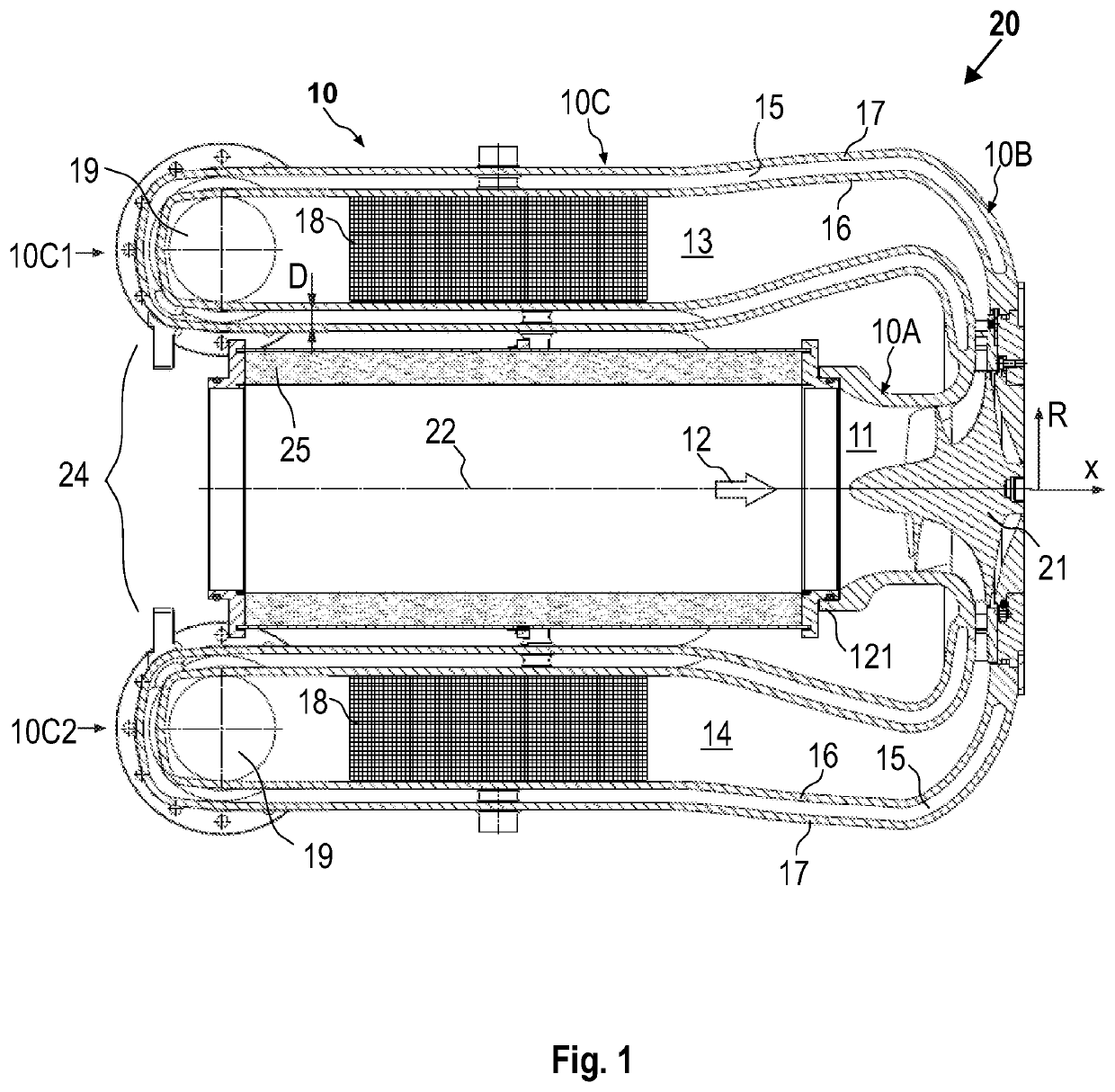 Compressor housing of a radial compressor, and method for feeding charge air into an internal combustion engine