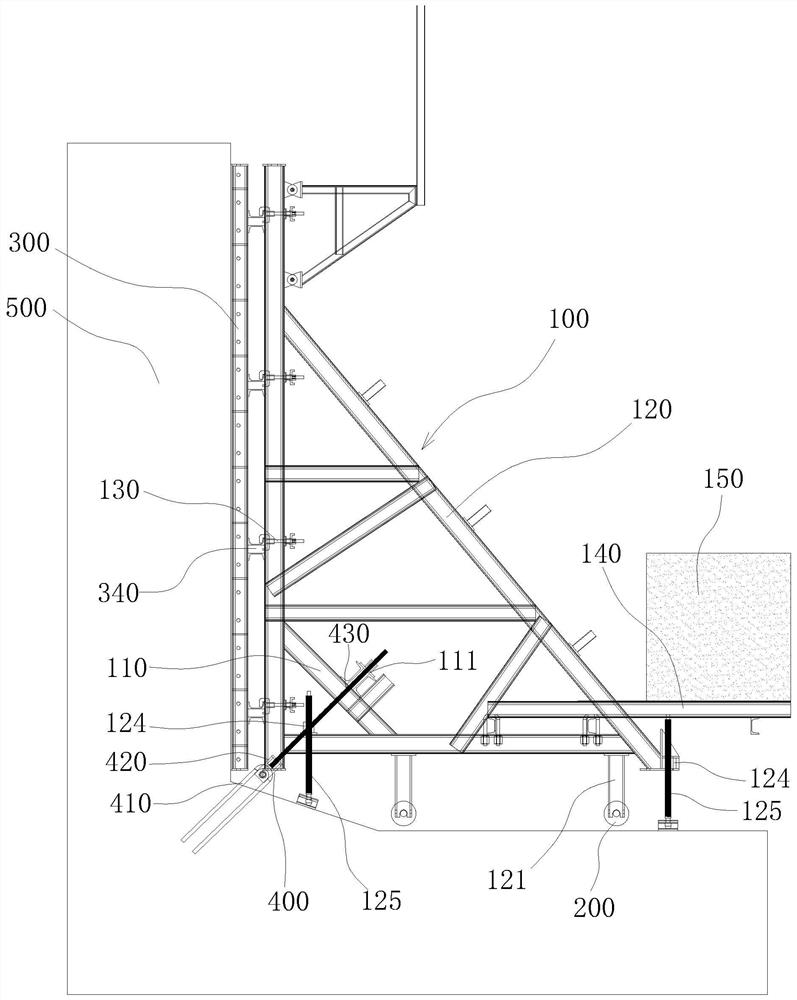 Movable subway station side wall supporting steel formwork supporting device and supporting method