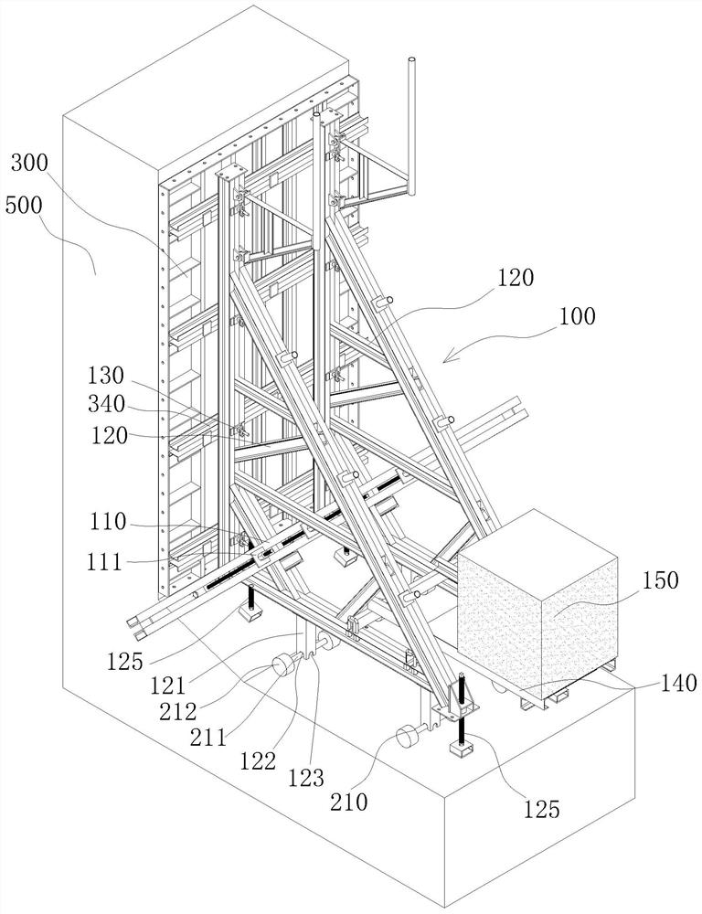 Movable subway station side wall supporting steel formwork supporting device and supporting method