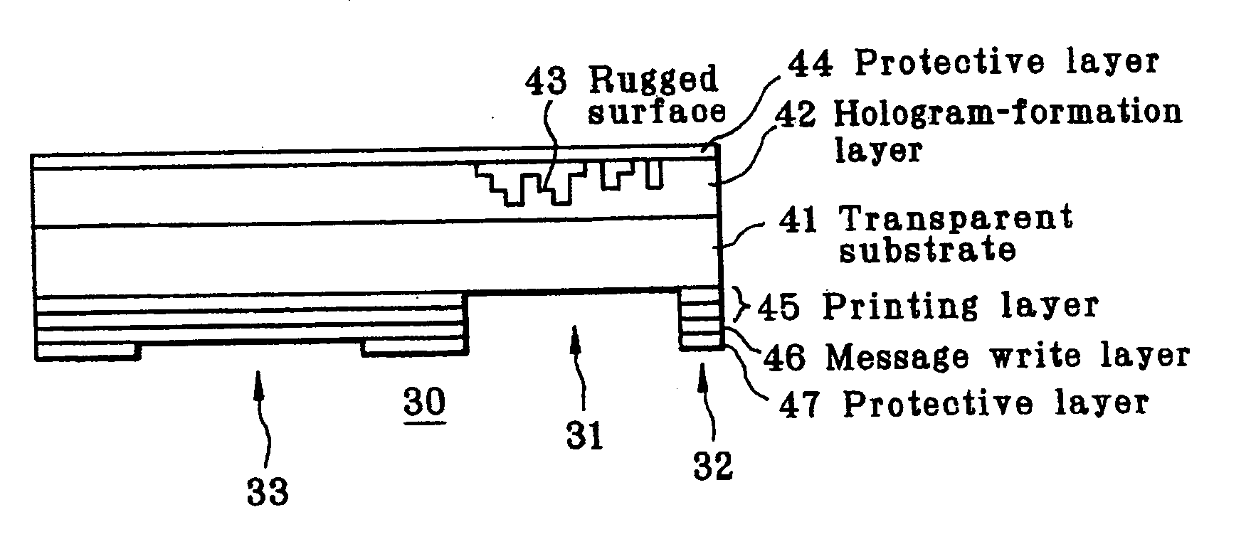 Holographic viewing device, and holographic viewing card incorporating it