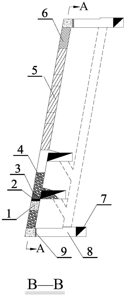 Mining method of segmental collapse and bottom structure followed by continuous filling