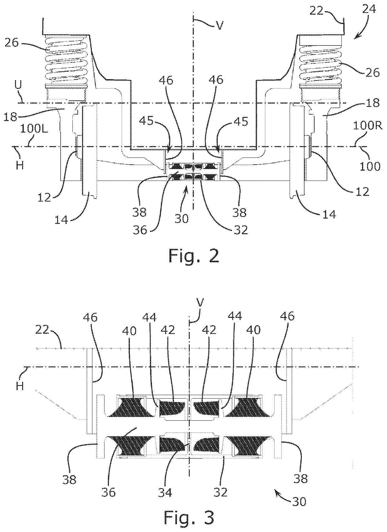 Running Gear with a Single Pair of Independent Left and Right Wheels and Lateral Stop Means, and Associated Low Floor Rail Vehicle