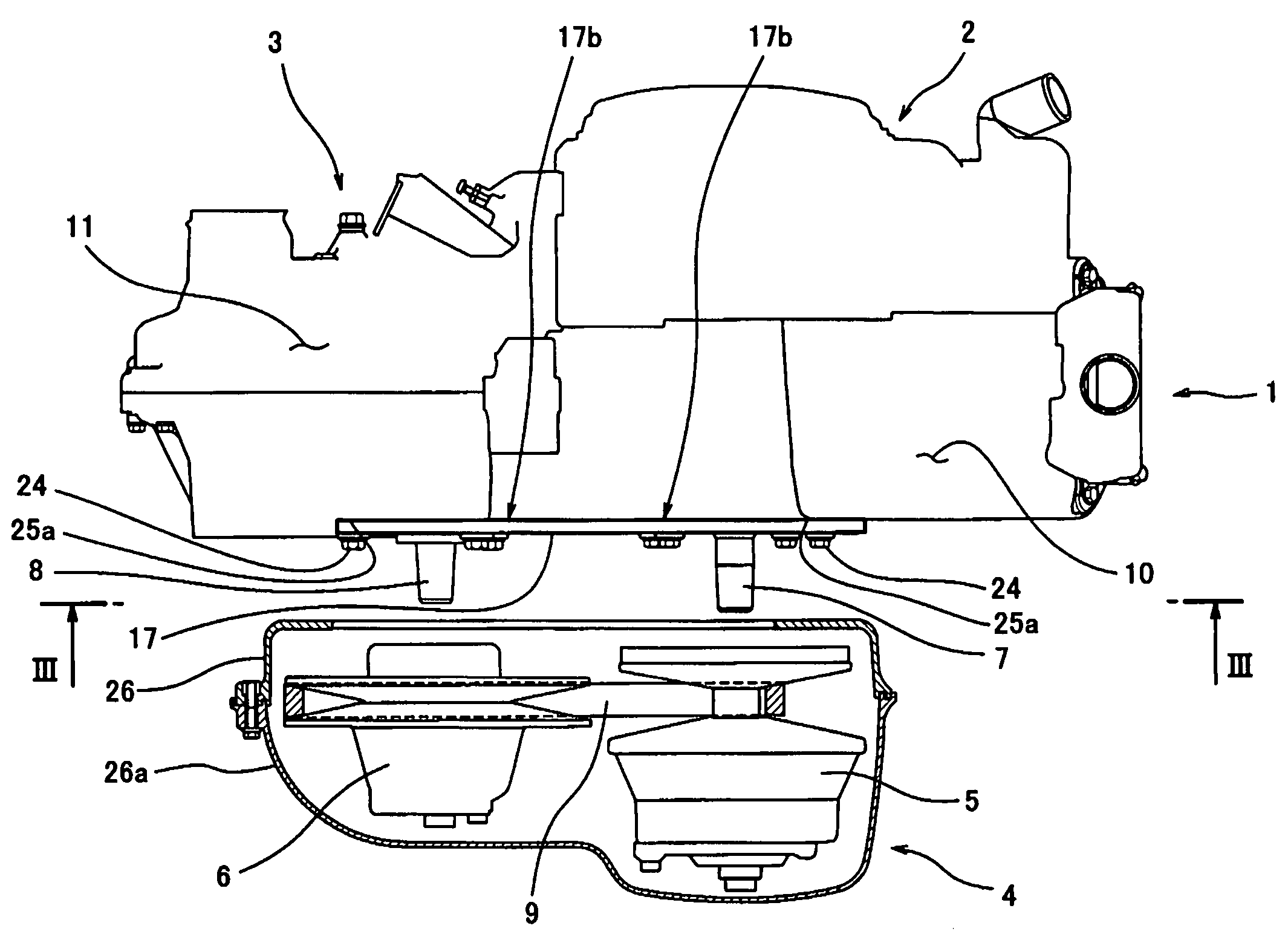 Utility vehicle and assembly of engine and transmission for utility vehicle