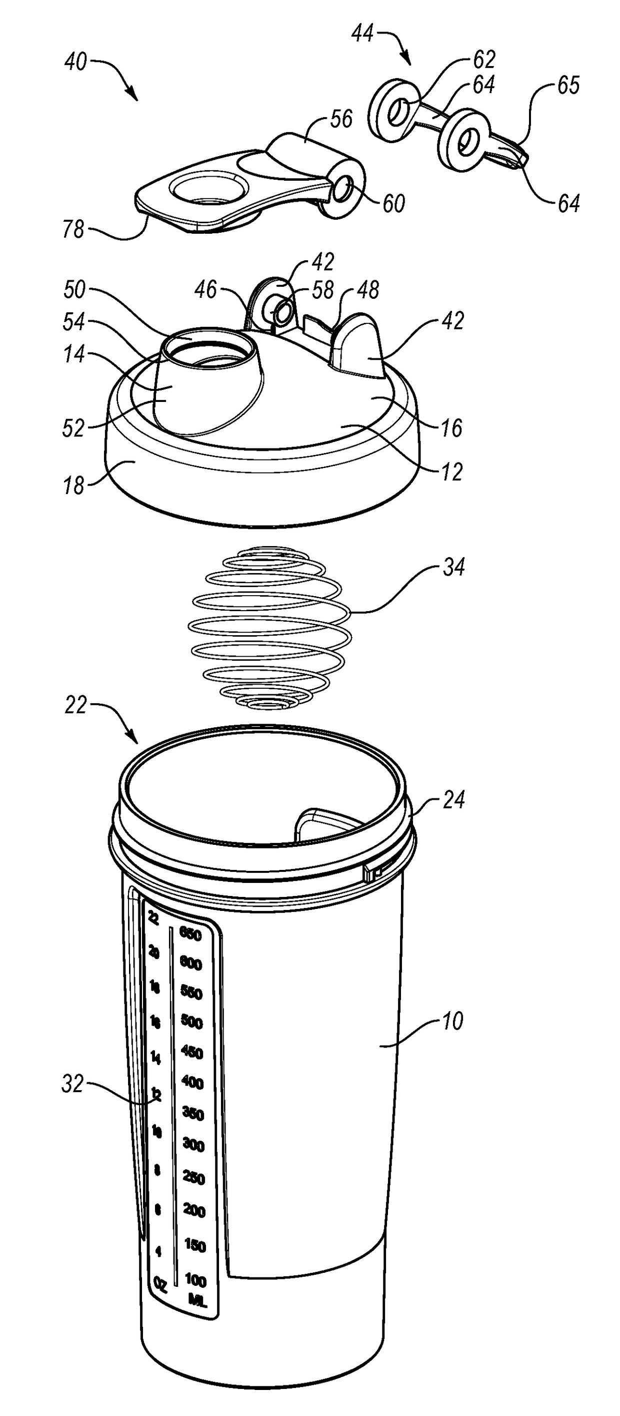 Flip-top closure for a container