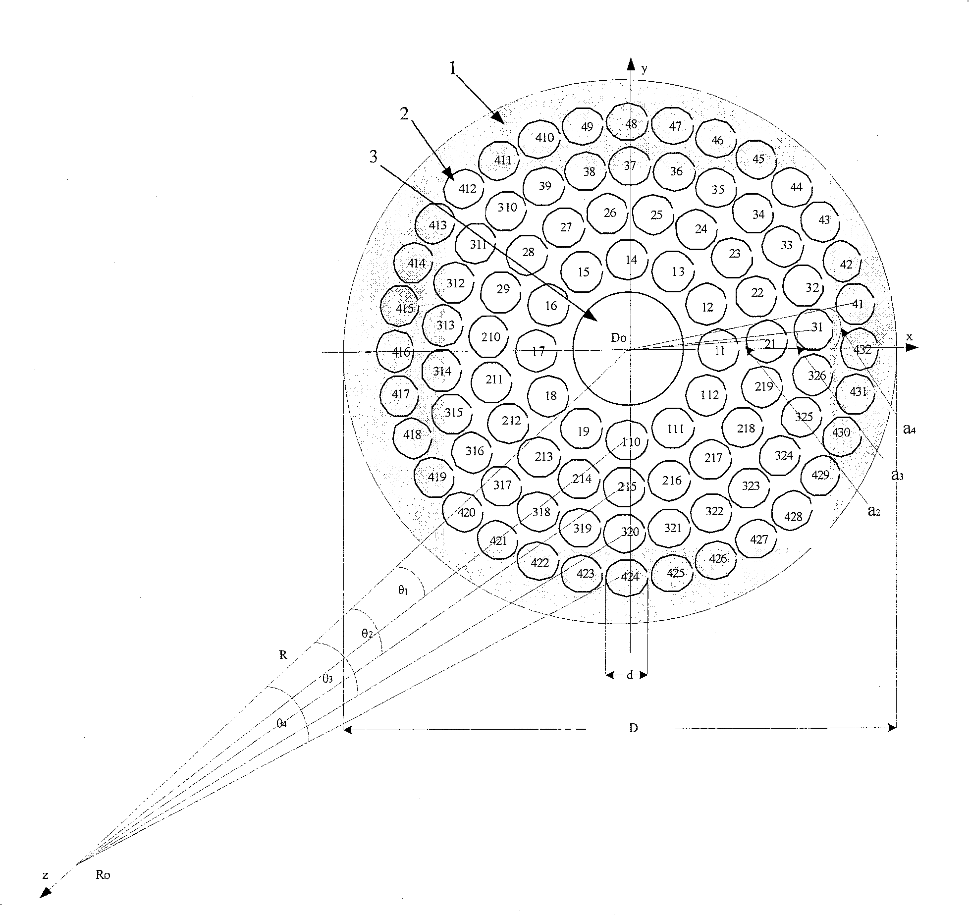 Wide focal domain phased array focusing ultrasonic transducer