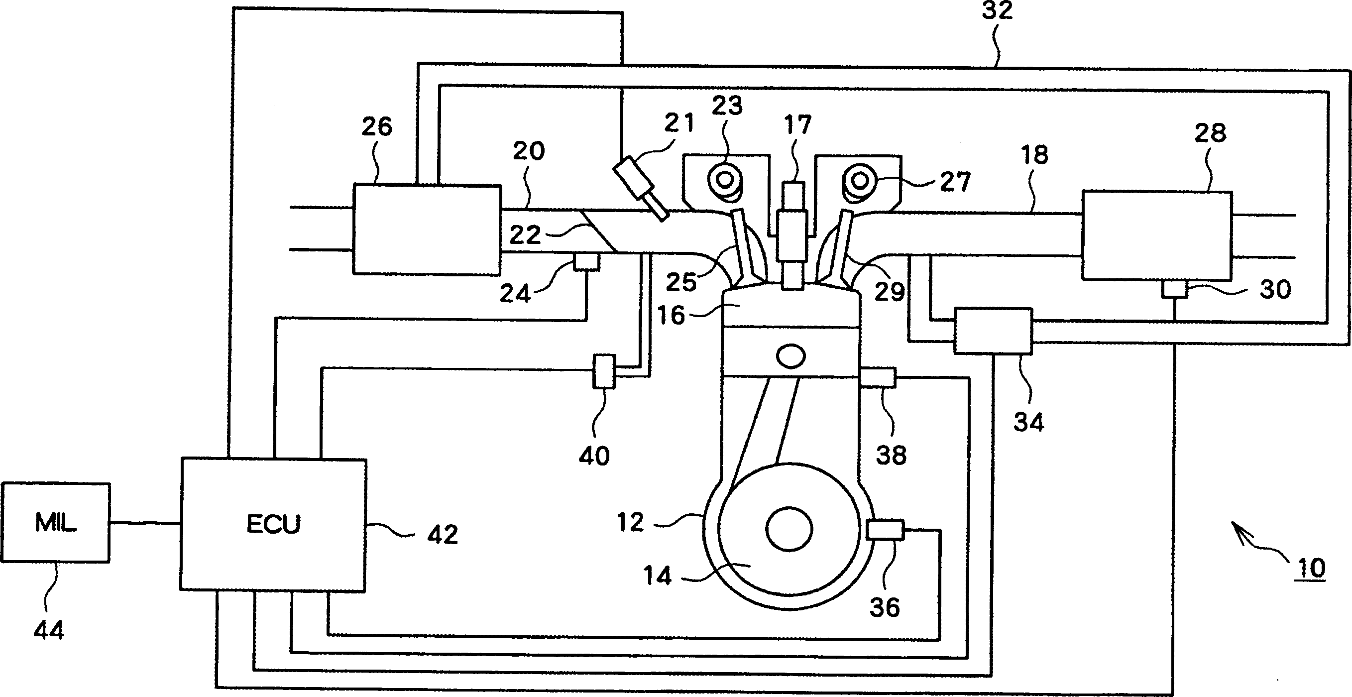 Detection device and method for engine misfiring, cross-ride vehicle