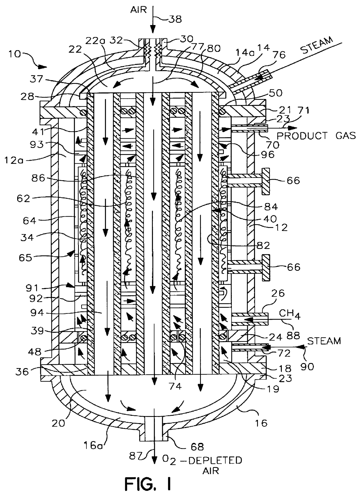 Tube and shell reactor with oxygen selective ion transport ceramic reaction tubes