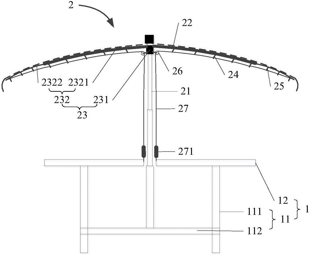 Dining table with foldable beach umbrella and suitable for outdoor dining of agritainment