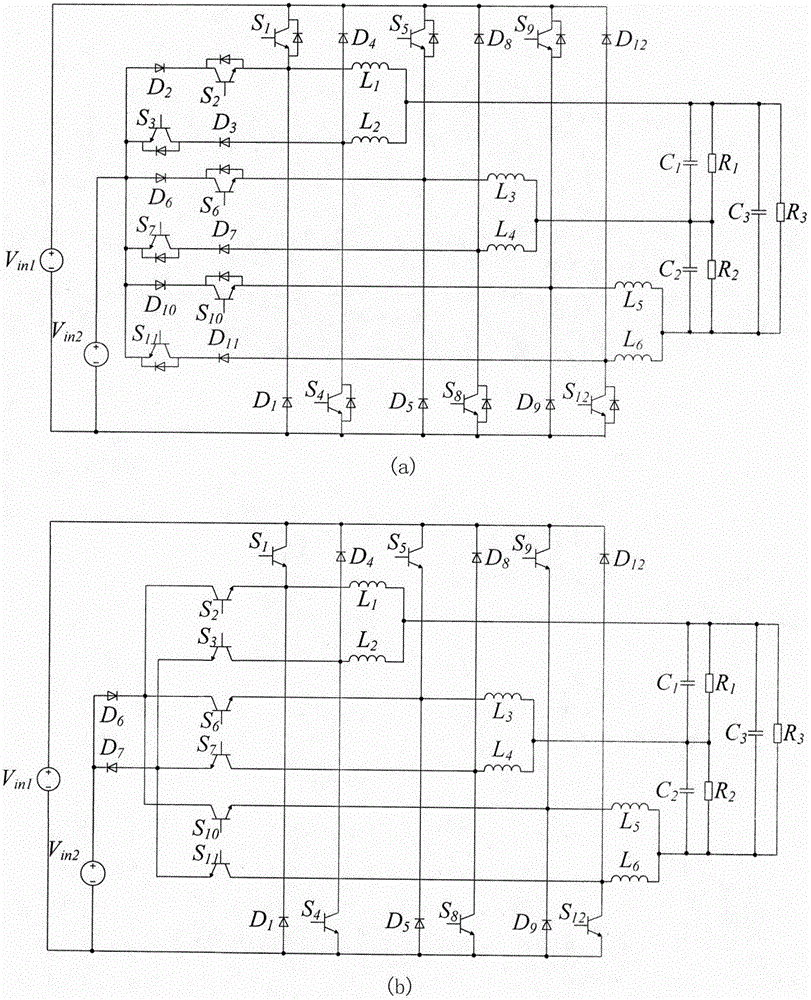 High-reliability five-level three-phase dual-input inverter