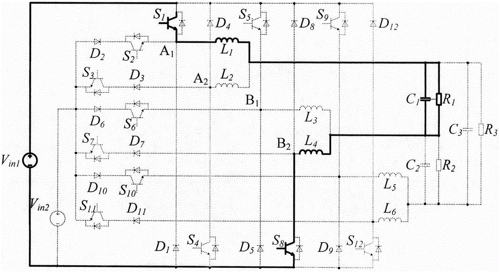 High-reliability five-level three-phase dual-input inverter