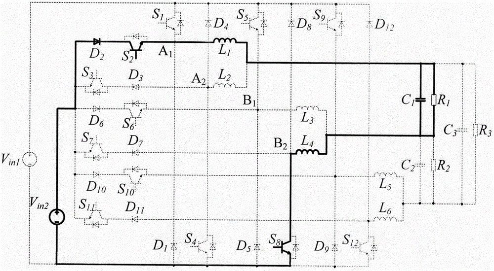 High-reliability five-level three-phase dual-input inverter