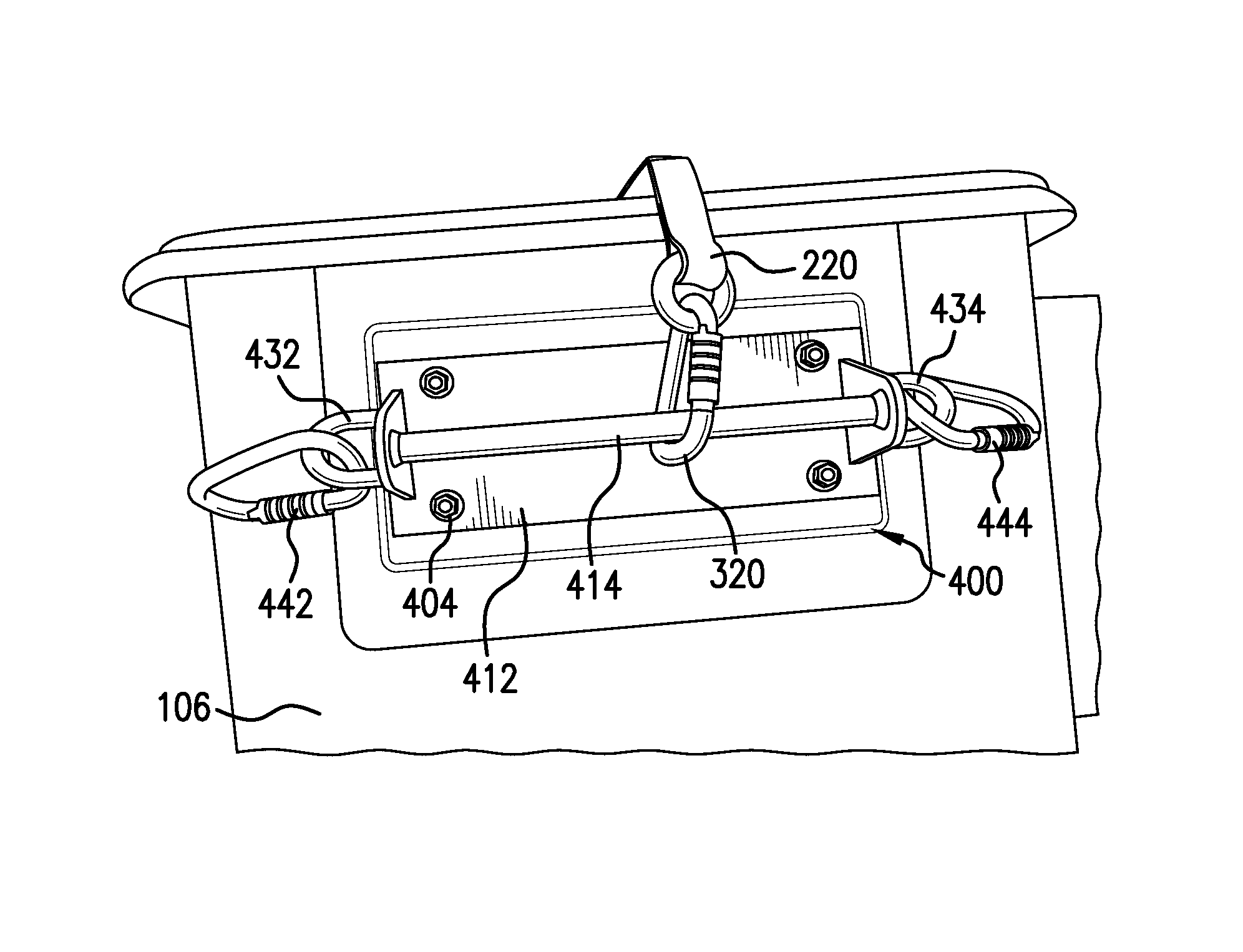 Slide bar anchorage device for aerial lift equipment