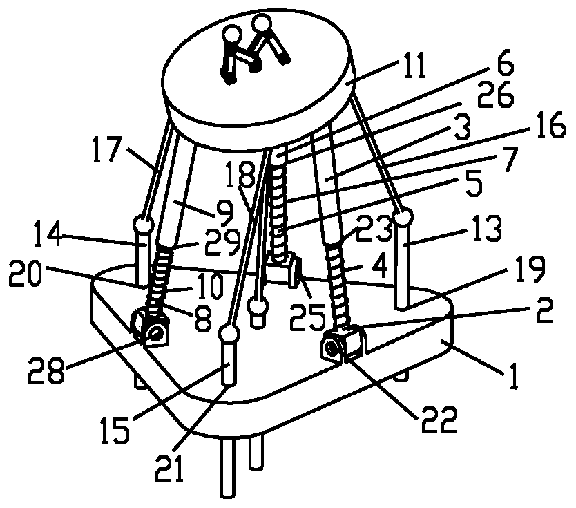 Rope and spring drive type three-freedom-degree parallel binocular focusing bionic eye execution mechanism