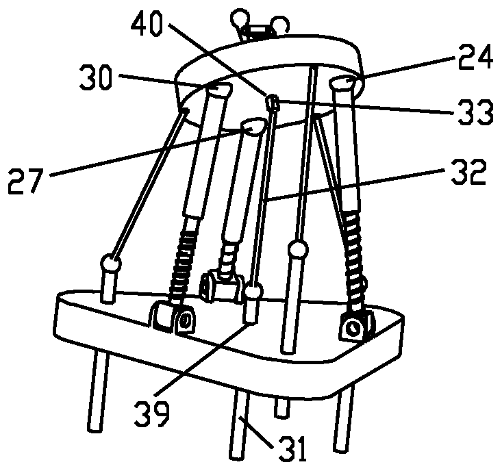 Rope and spring drive type three-freedom-degree parallel binocular focusing bionic eye execution mechanism