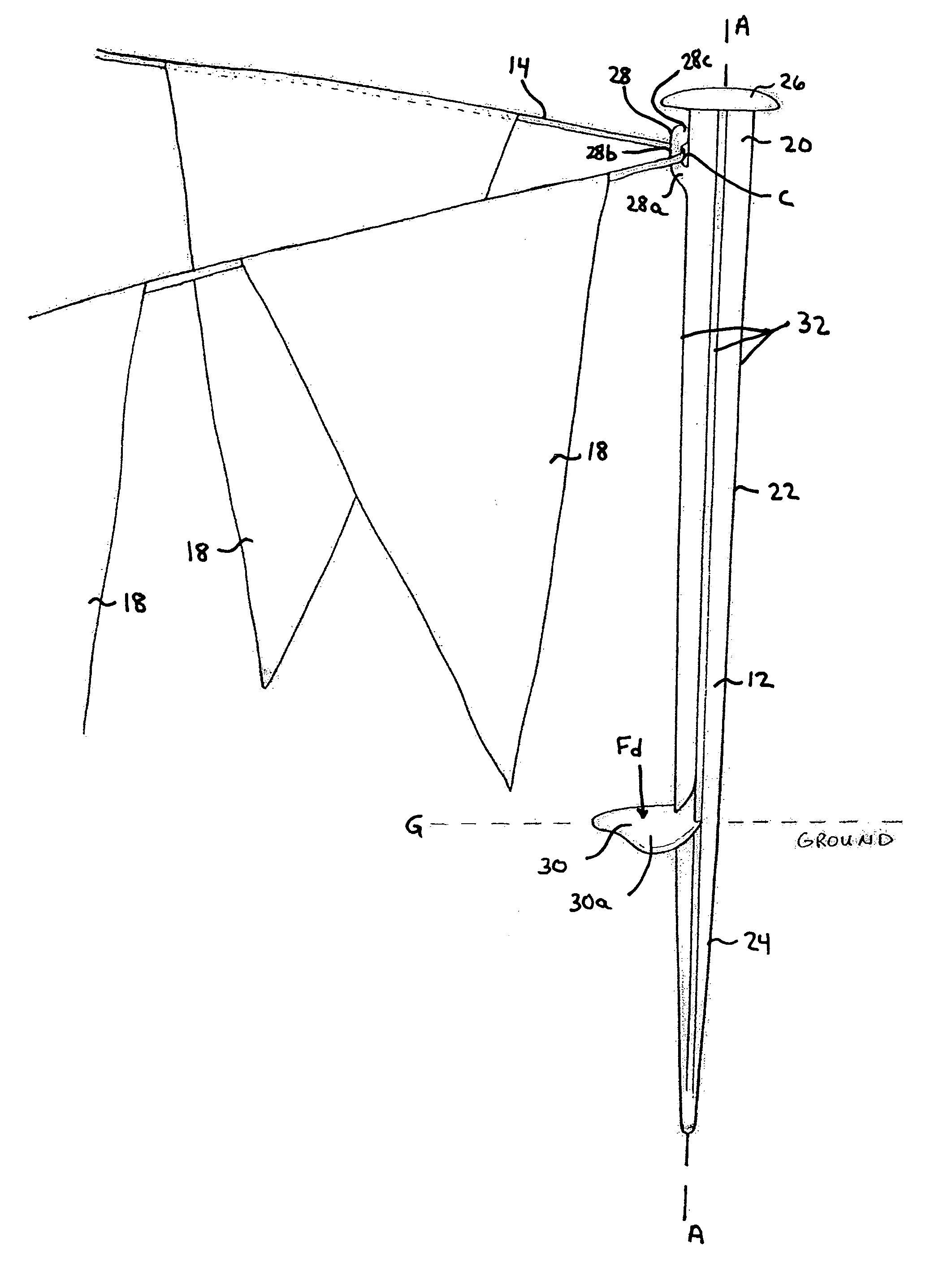 Portable apparatus for demarcating a region with respect to the ground