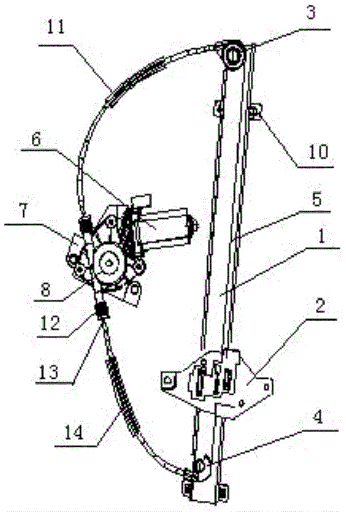 Steel-rope glass lifter for vehicle door