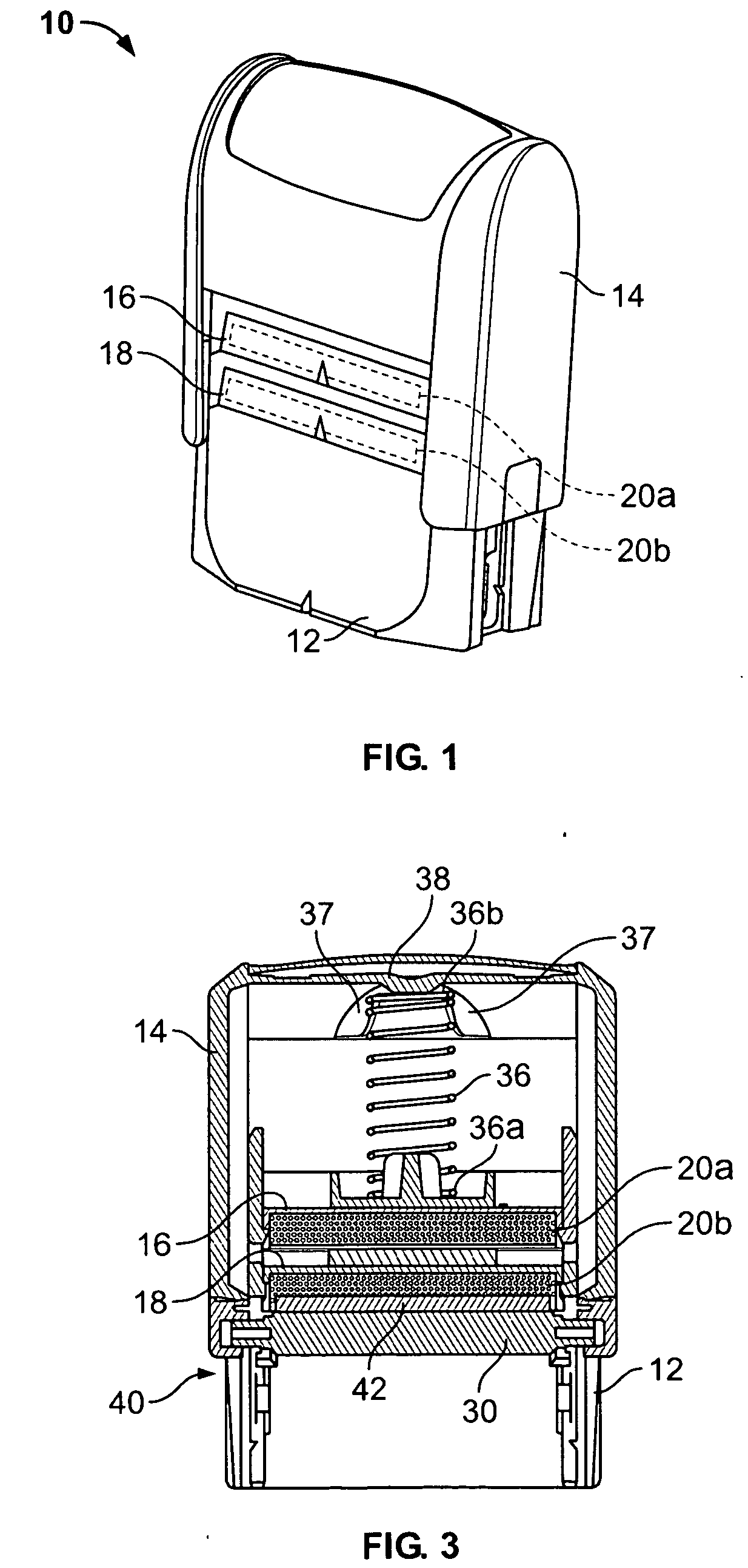 Hand-held ink stamper with spare ink supply