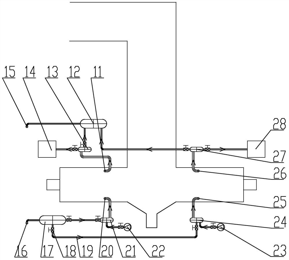 Industrial pulverized coal boiler with double horizontal hearths arranged oppositely