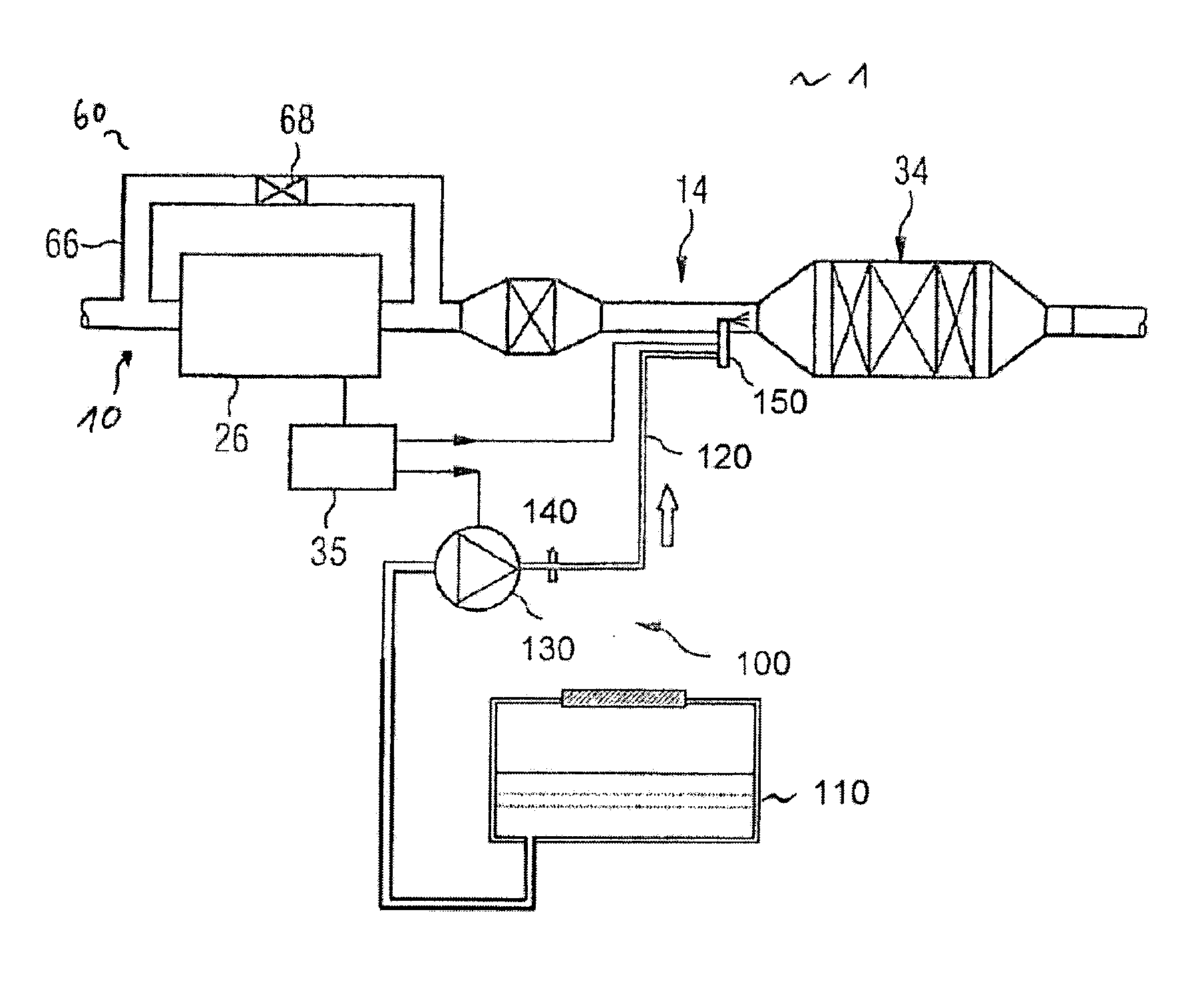 Tank Device For Storing A Liquid Medium That Reduces Pollutant Levels