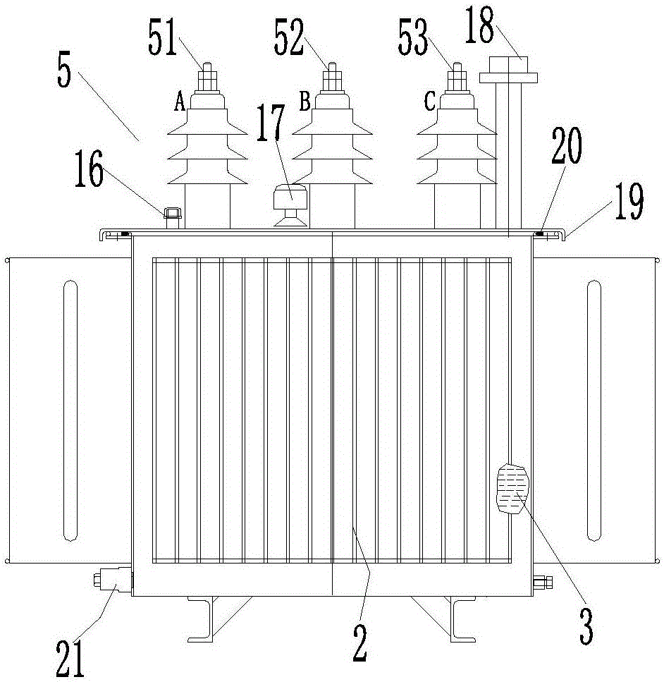 Transverse integrated pole-mounted transformer table with integrated power transformation box and comprehensive power distribution box