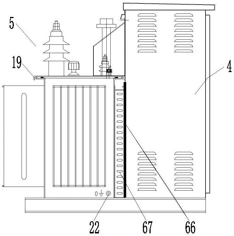 Transverse integrated pole-mounted transformer table with integrated power transformation box and comprehensive power distribution box