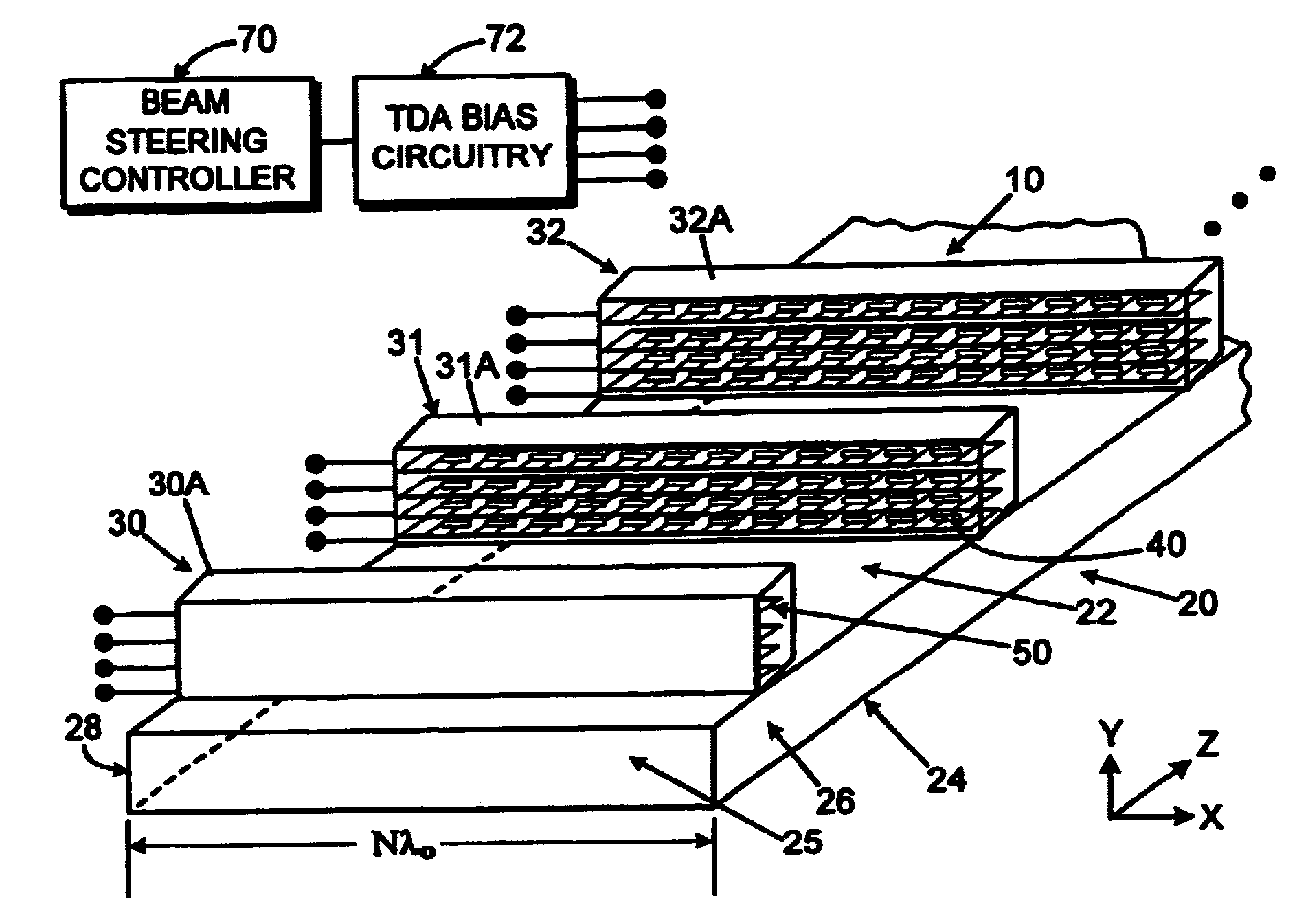 Transverse device array radiator ESA