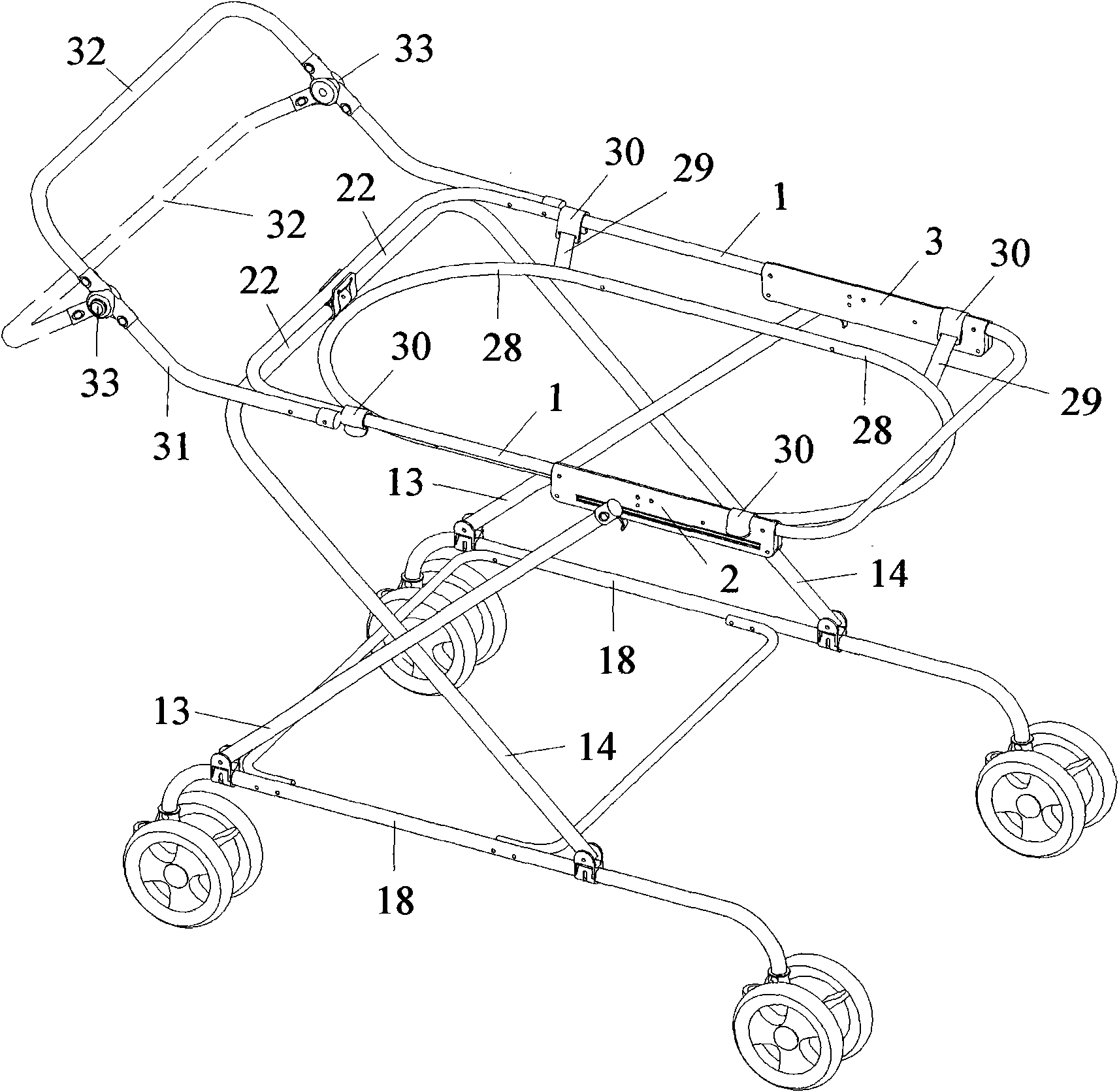 Lifting device for baby bed