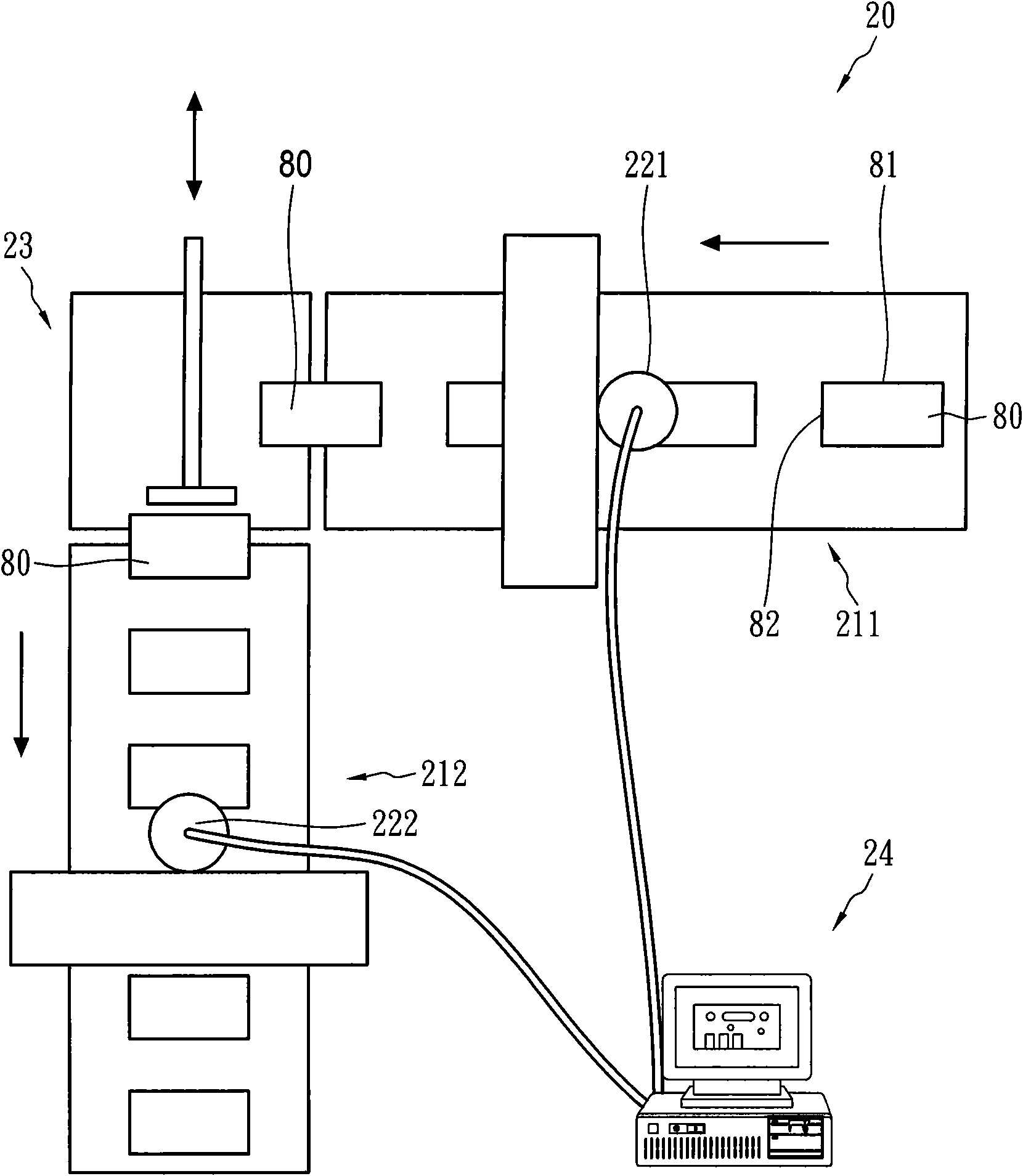 Quadratic element optical measuring device capable of continuously conveying objects to be measured