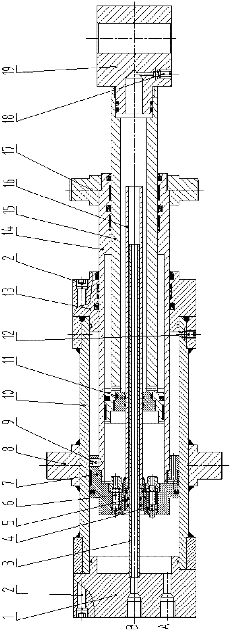 Difunctional synchronous telescopic type multistage hydraulic cylinder and hydraulic device