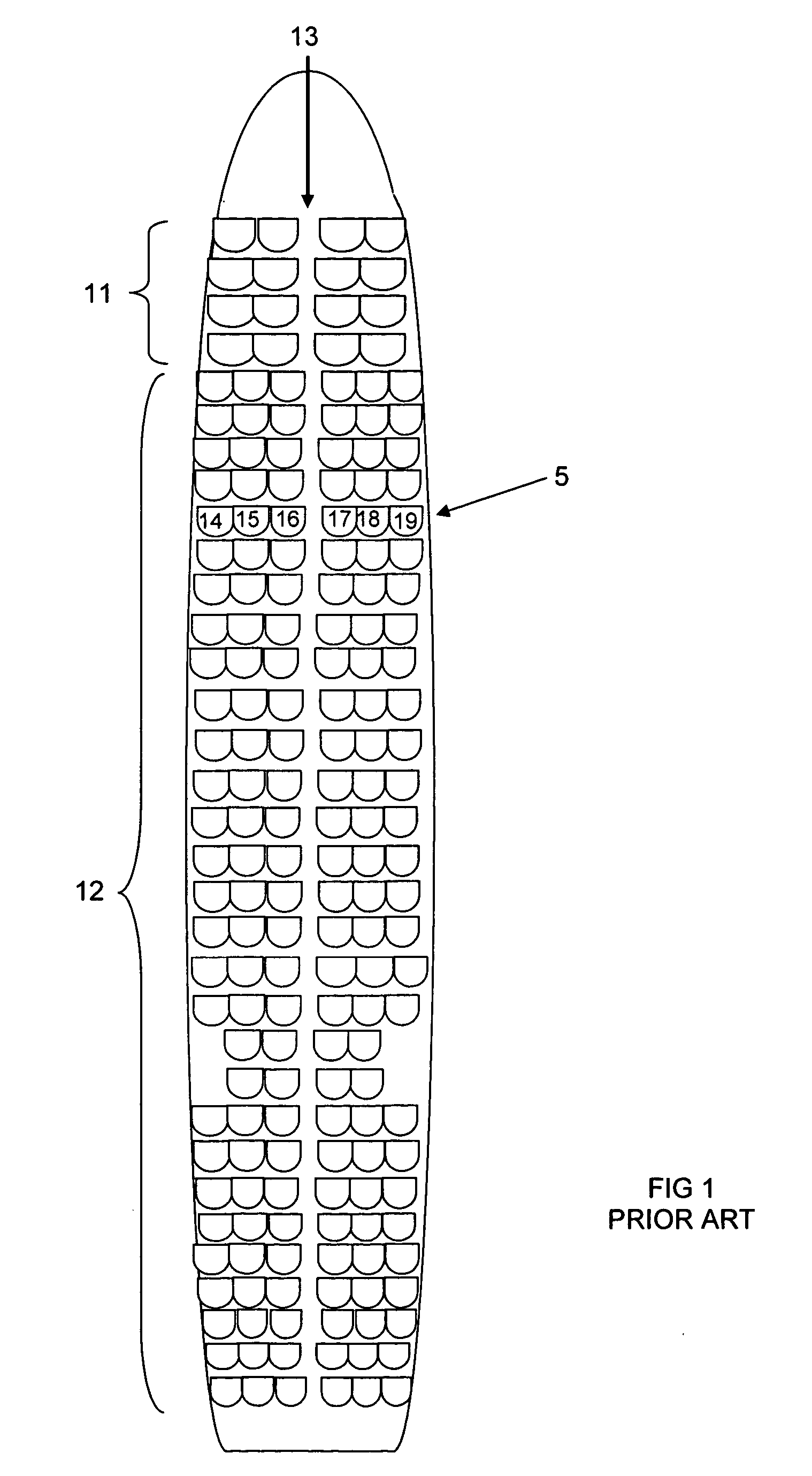 Airplane seating arrangement