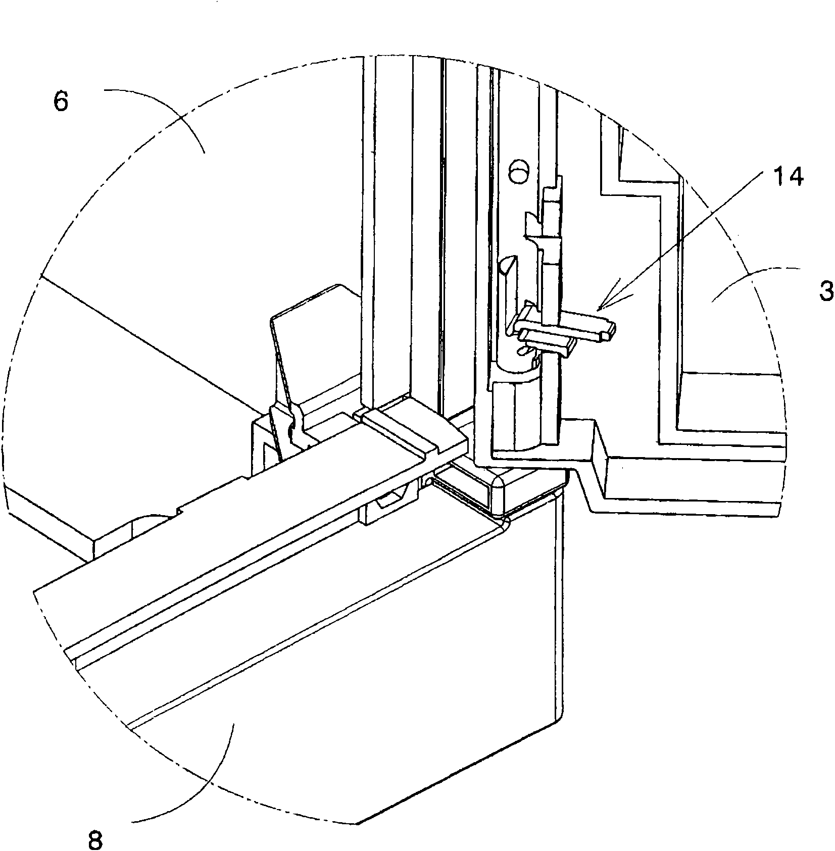 Cable distribution box with a housing and a door supported in the housing